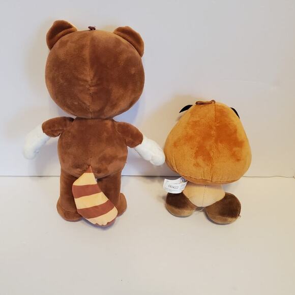 Nintendo Super Mario Set Mario Racoon 12" 2020 and Goomba 8" 2022 Plush TM - Picture 4 of 10